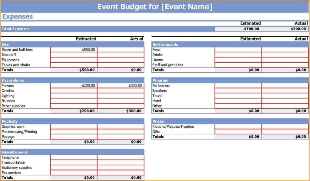 Wedding Budget Excel Spreadsheet Template