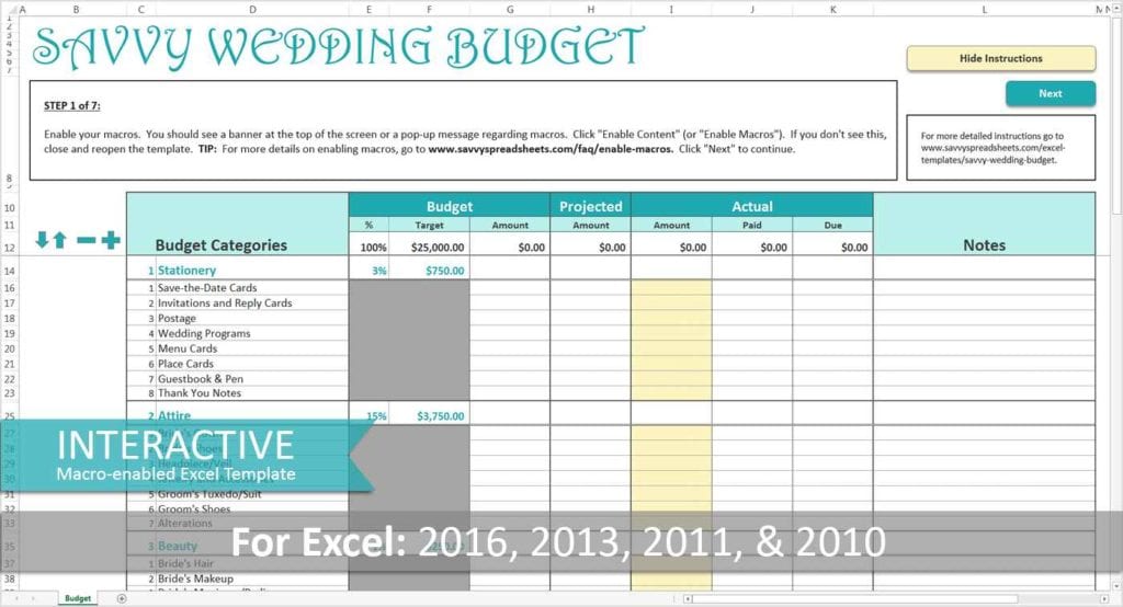 Wedding Expense Spreadsheet
