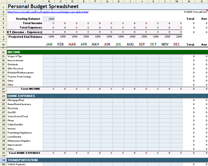Basic Bookkeeping Spreadsheet 1