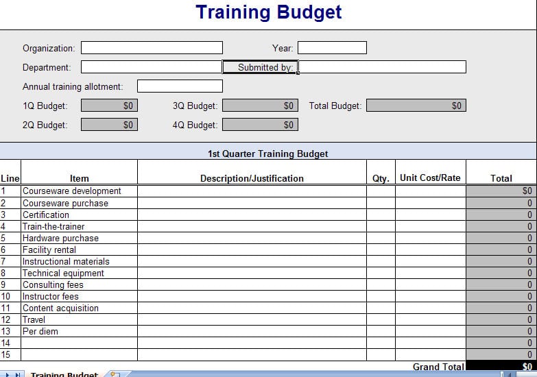 Budget Forms Templates