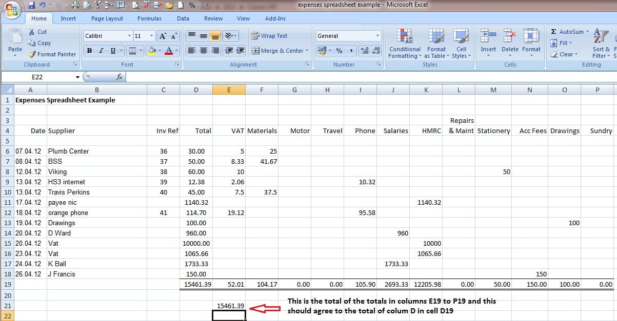 Business Spreadsheet Of Expenses And Income 1