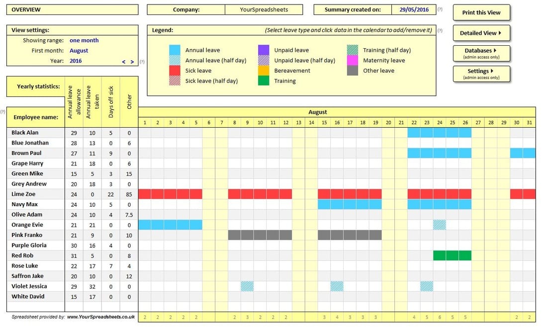 Attendance Tracker Spreadsheet Template