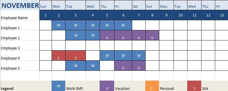 Attendance Tracking Sheet Sample Words