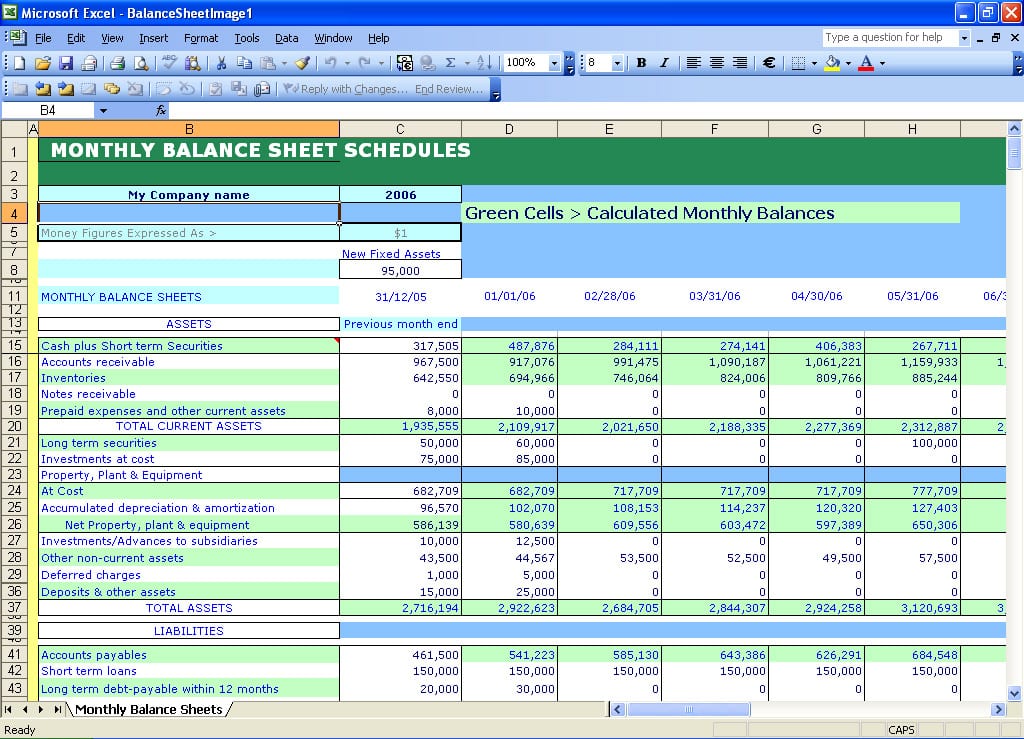 Balance Sheet Template Excel Mac