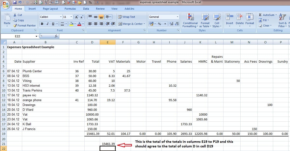 word bookkeeping template