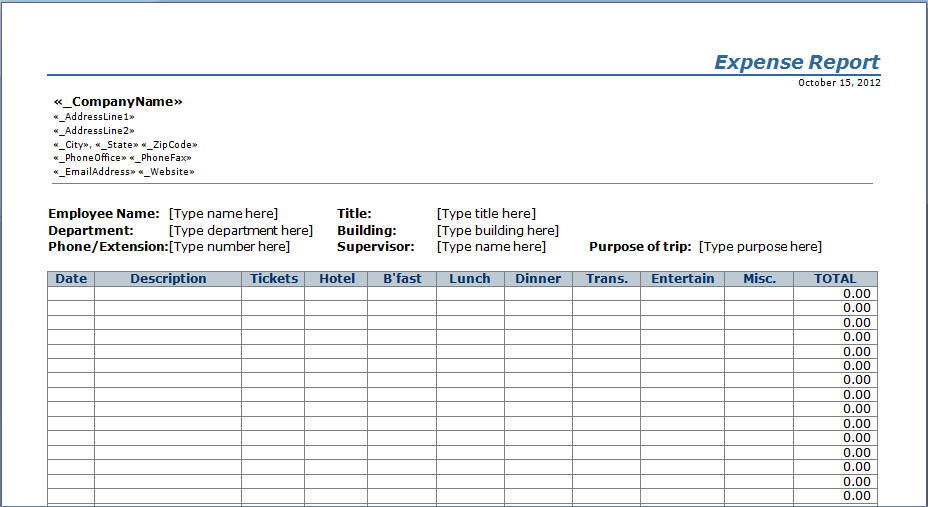 Business Expenses Template Free Download 1