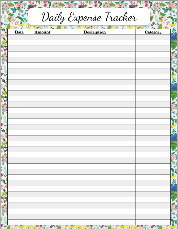 daily expense tracker excel template
