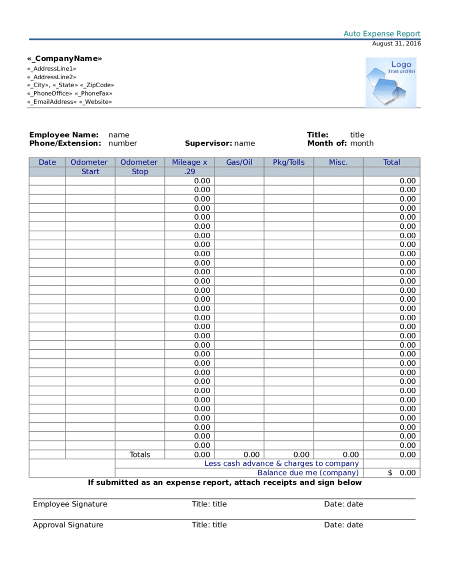 Employee Expense Report Template 5