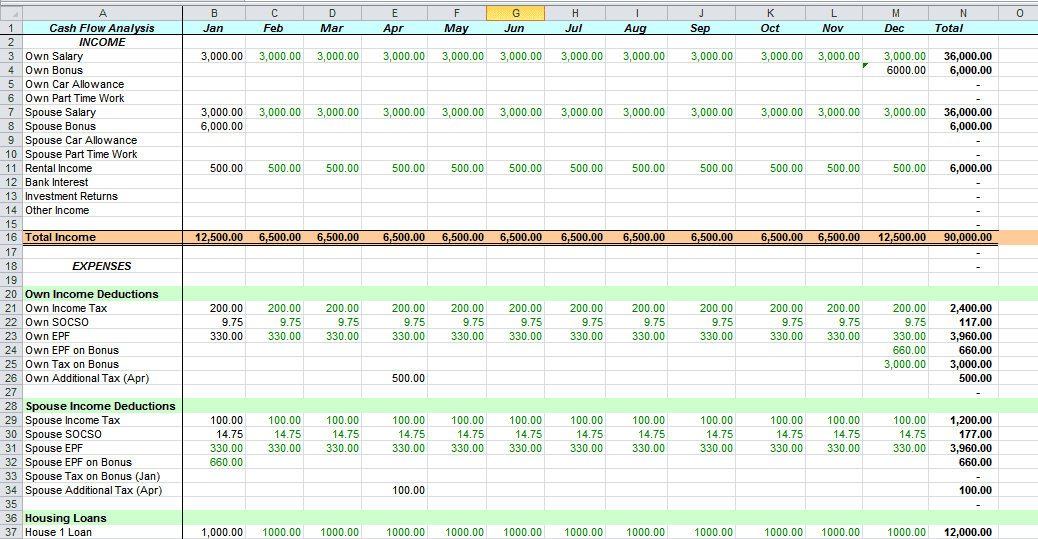 Excel Cash Flow Template Software 1