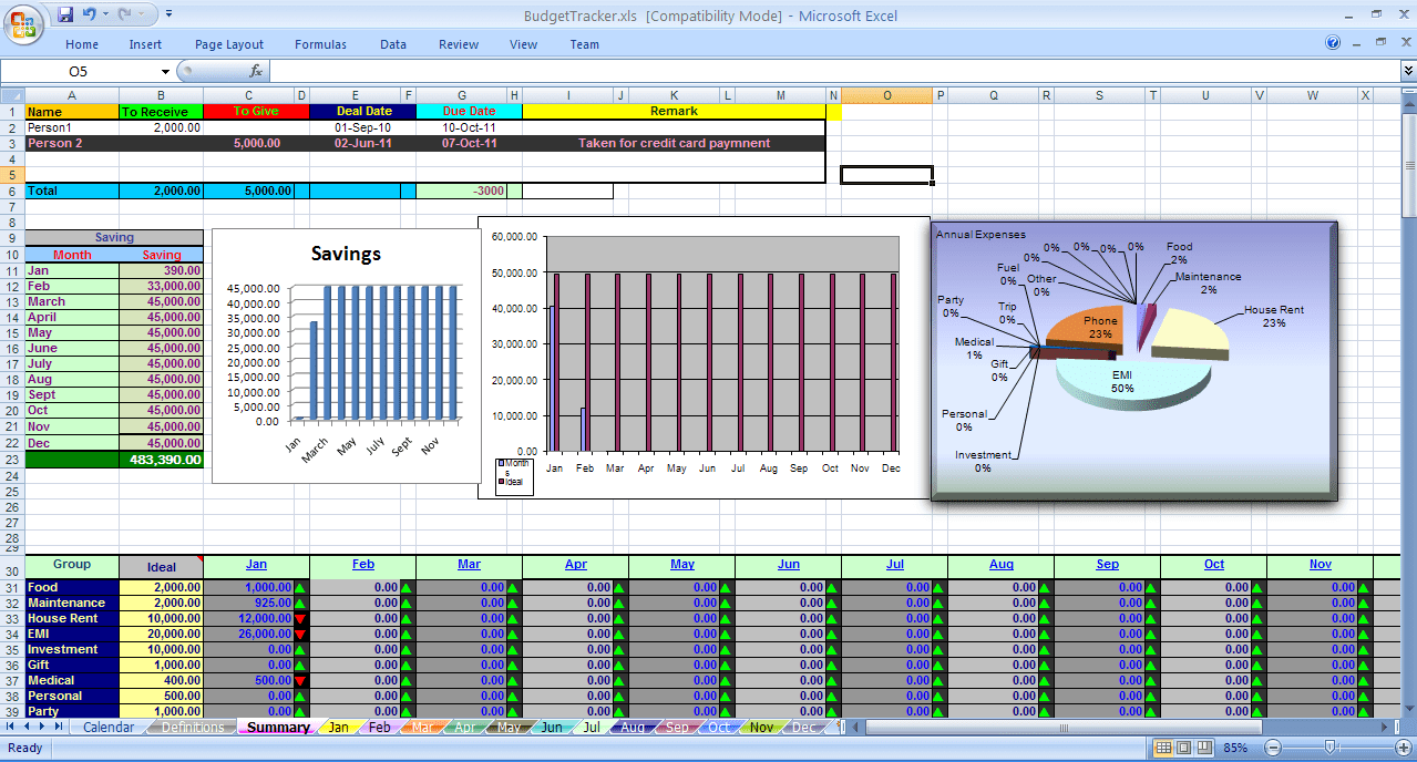 income and expense template excel free