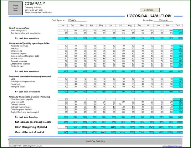 Excel Monthly Cash Flow Template 1