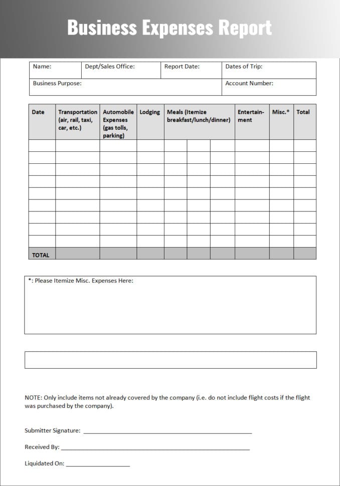 expense report template google sheets