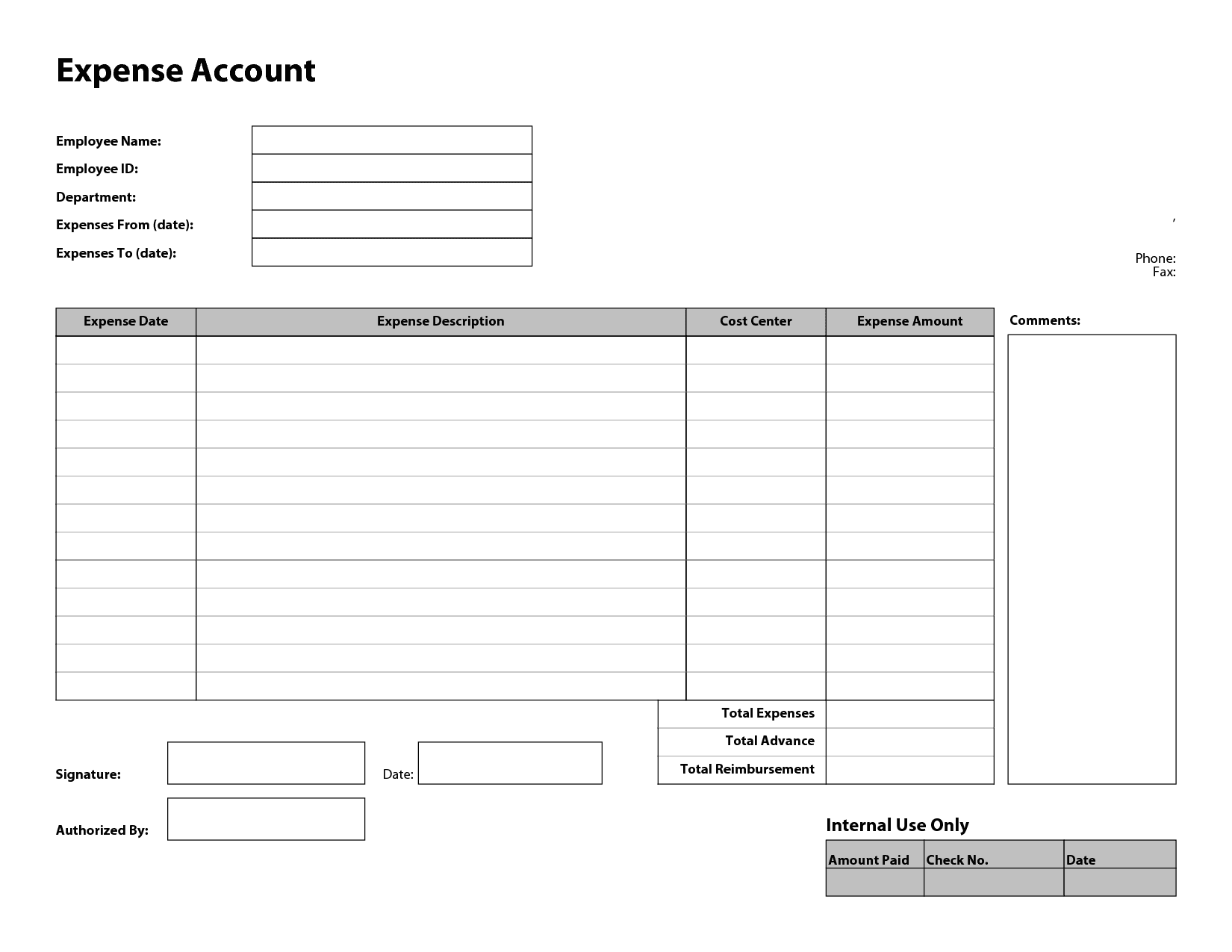 Expense Report Template Word 2