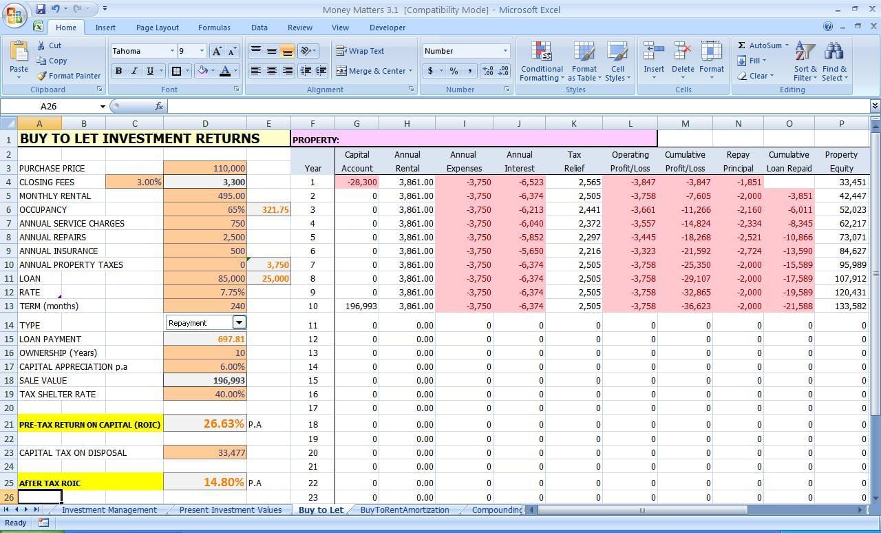 financial planning template excel