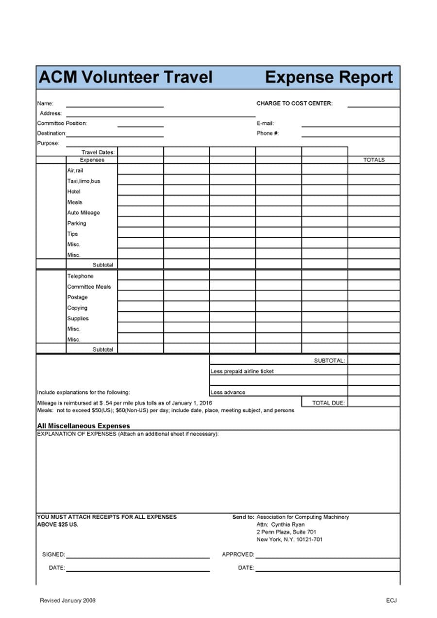 Free Expense Report Form Pdf