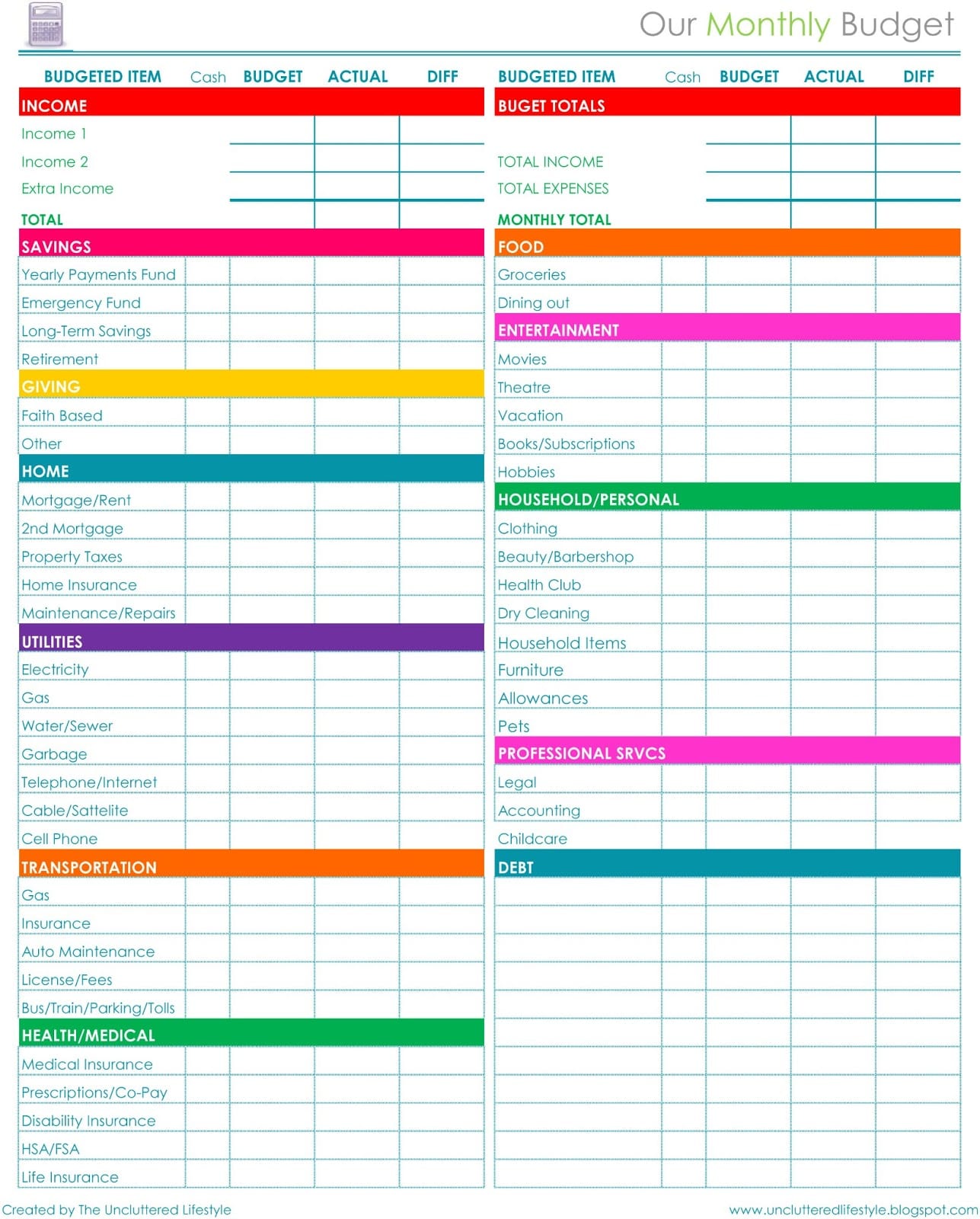 template budget planner free