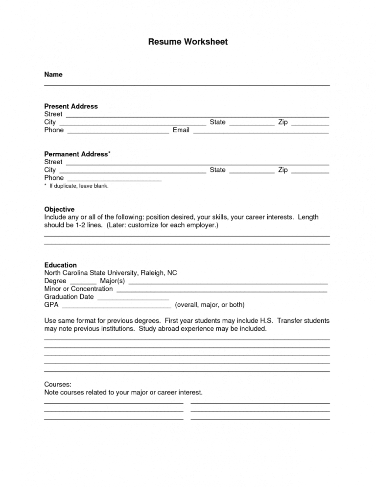 free worksheet templates —