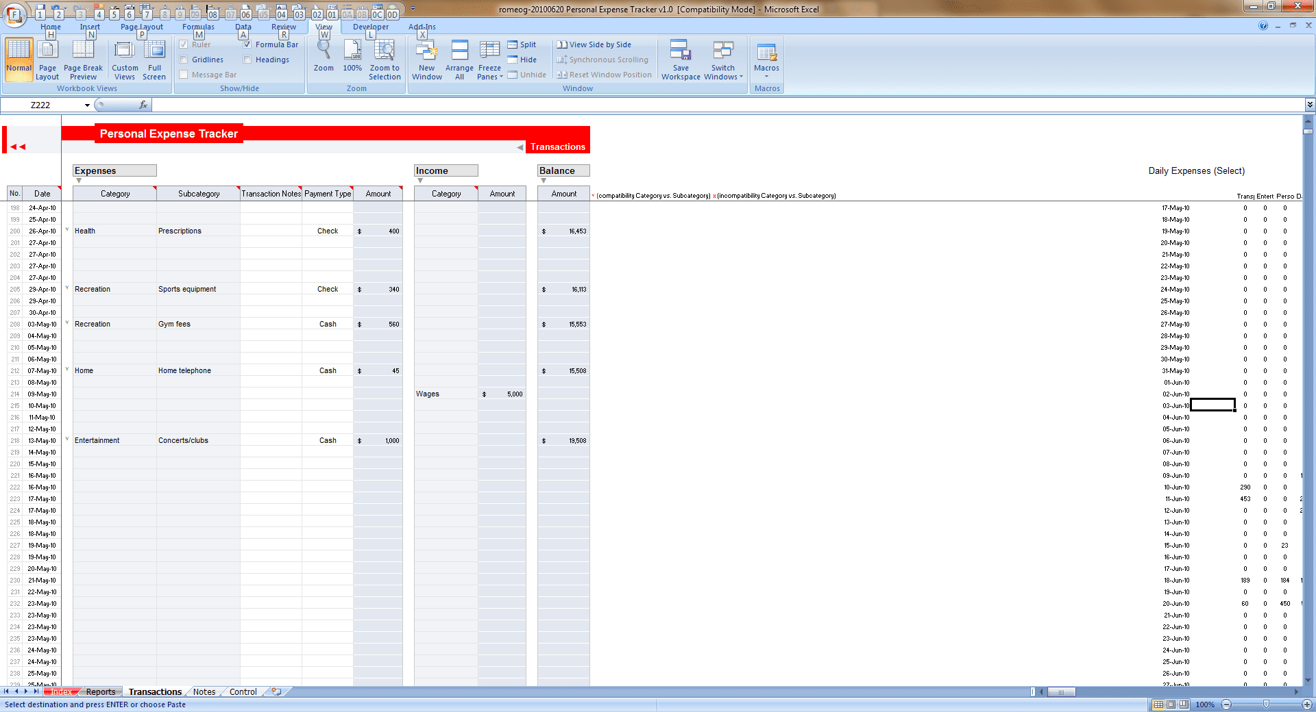 Microsoft Excel Time Tracker Template