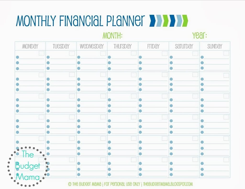Monthly Financial Planning Worksheet