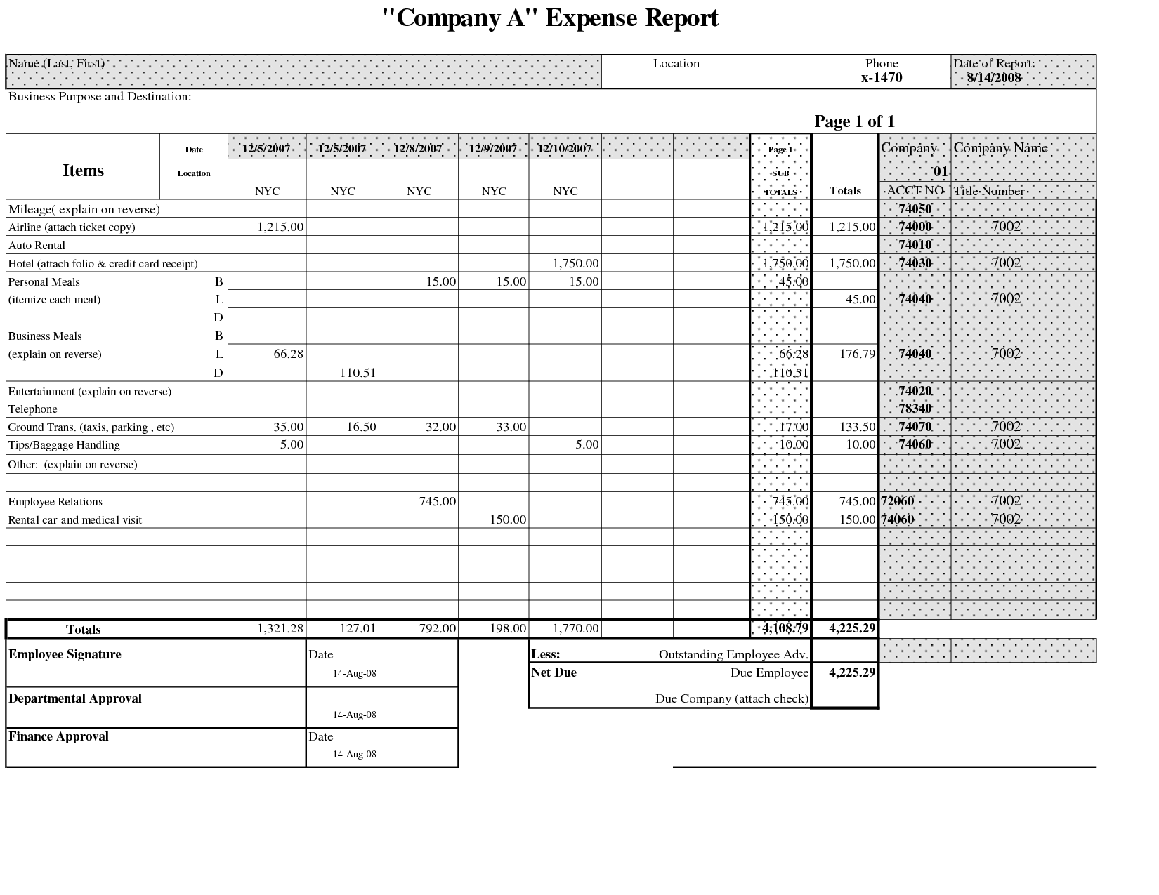 Office Supply Expense Report Template