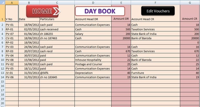 Simple Bookkeeping Excel