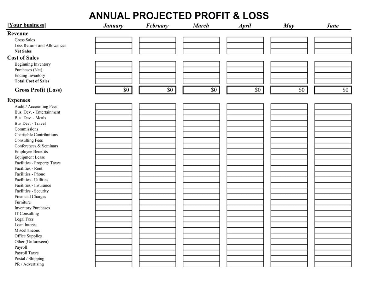 Simple Profit And Loss Statement Template Excelxo