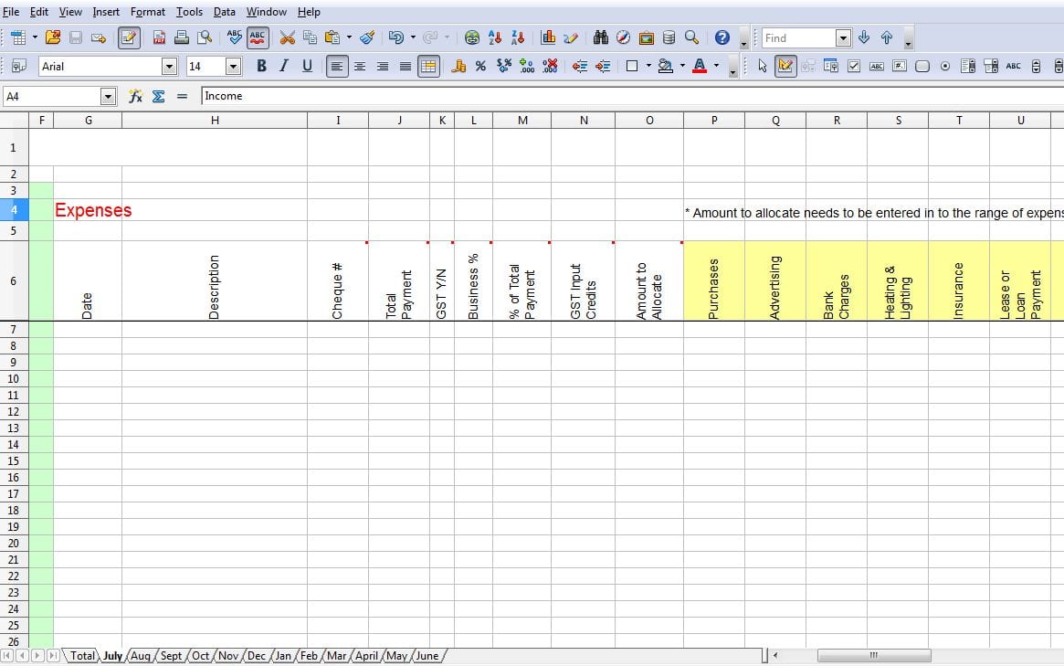 Tax Spreadsheet Template For Business