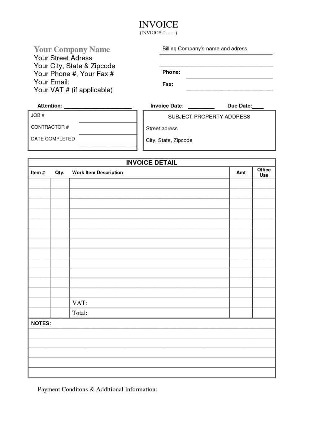 1099 Contractor Invoice Template