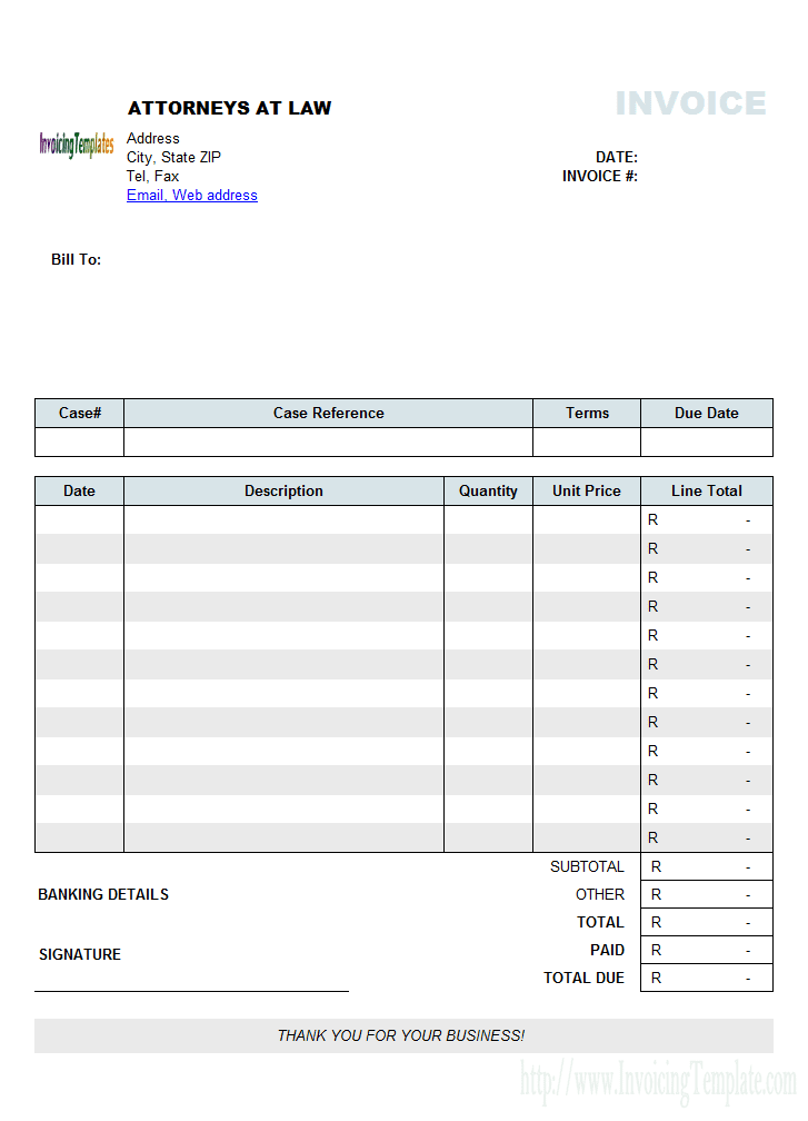 legal invoice templates