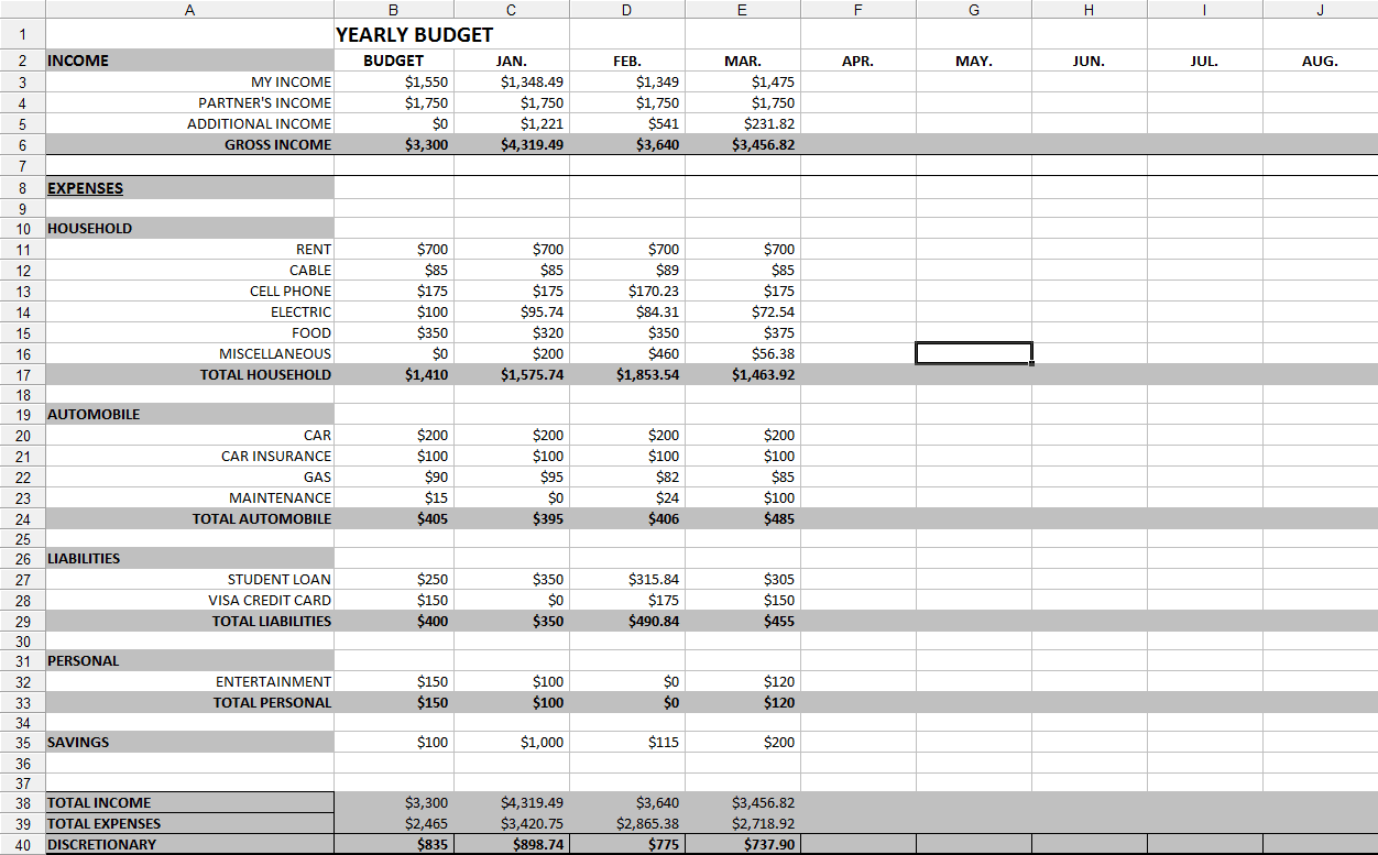 simple bookkeeping template for excel