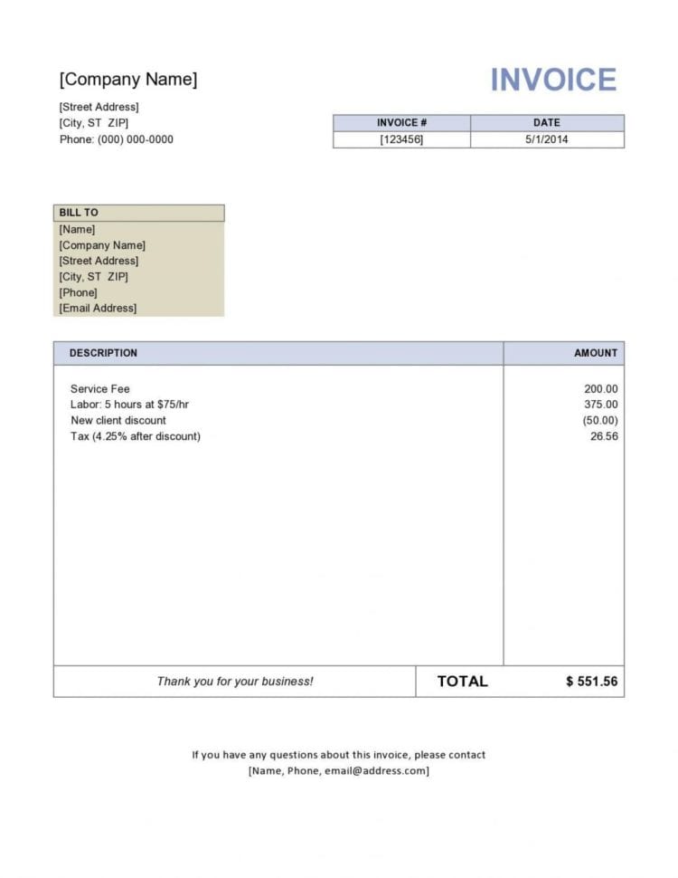 creating invoices in word