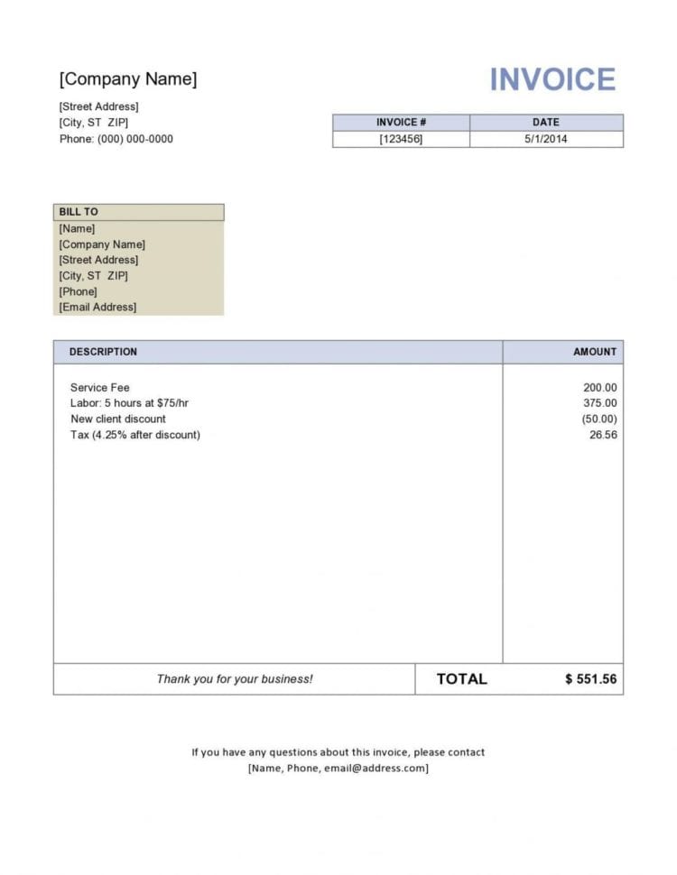 ms word bill template