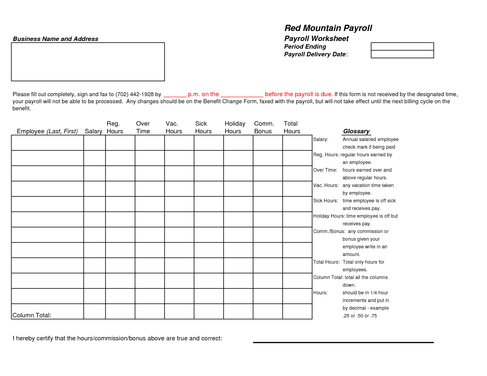 Monthly Payroll Template Excel Free