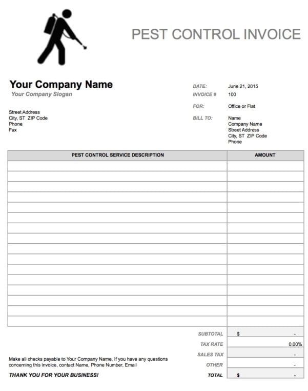 Hourly Invoice Templates Printable Free Excelxo