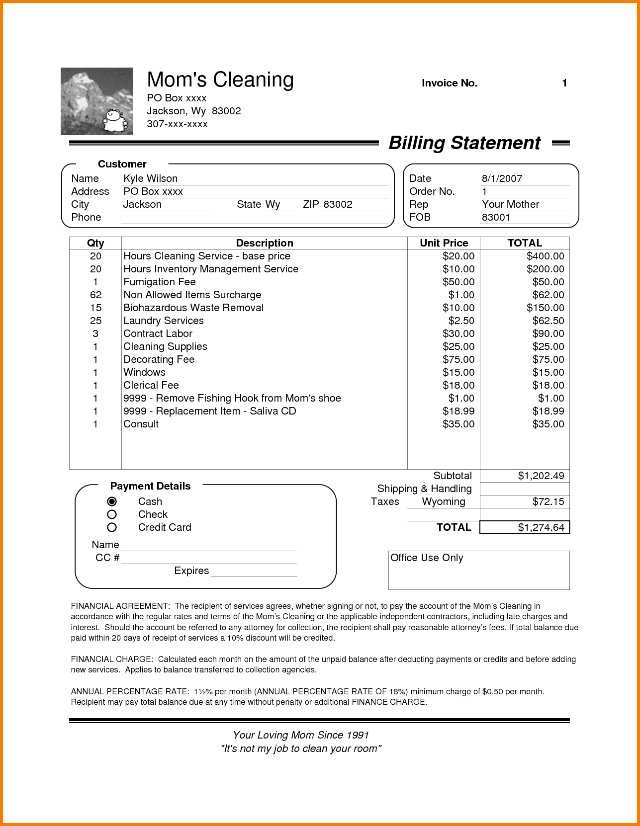 House Cleaning Service Invoice