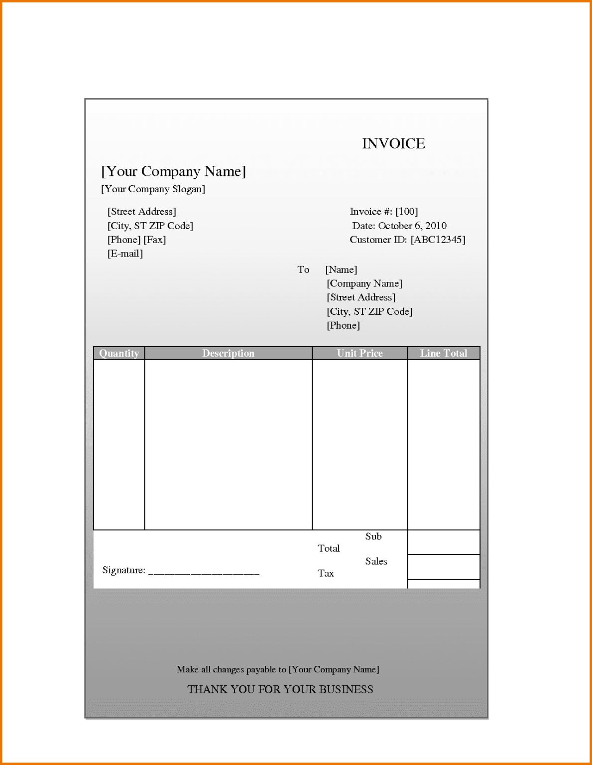 Intuit Quickbooks Invoice Templates — 2670