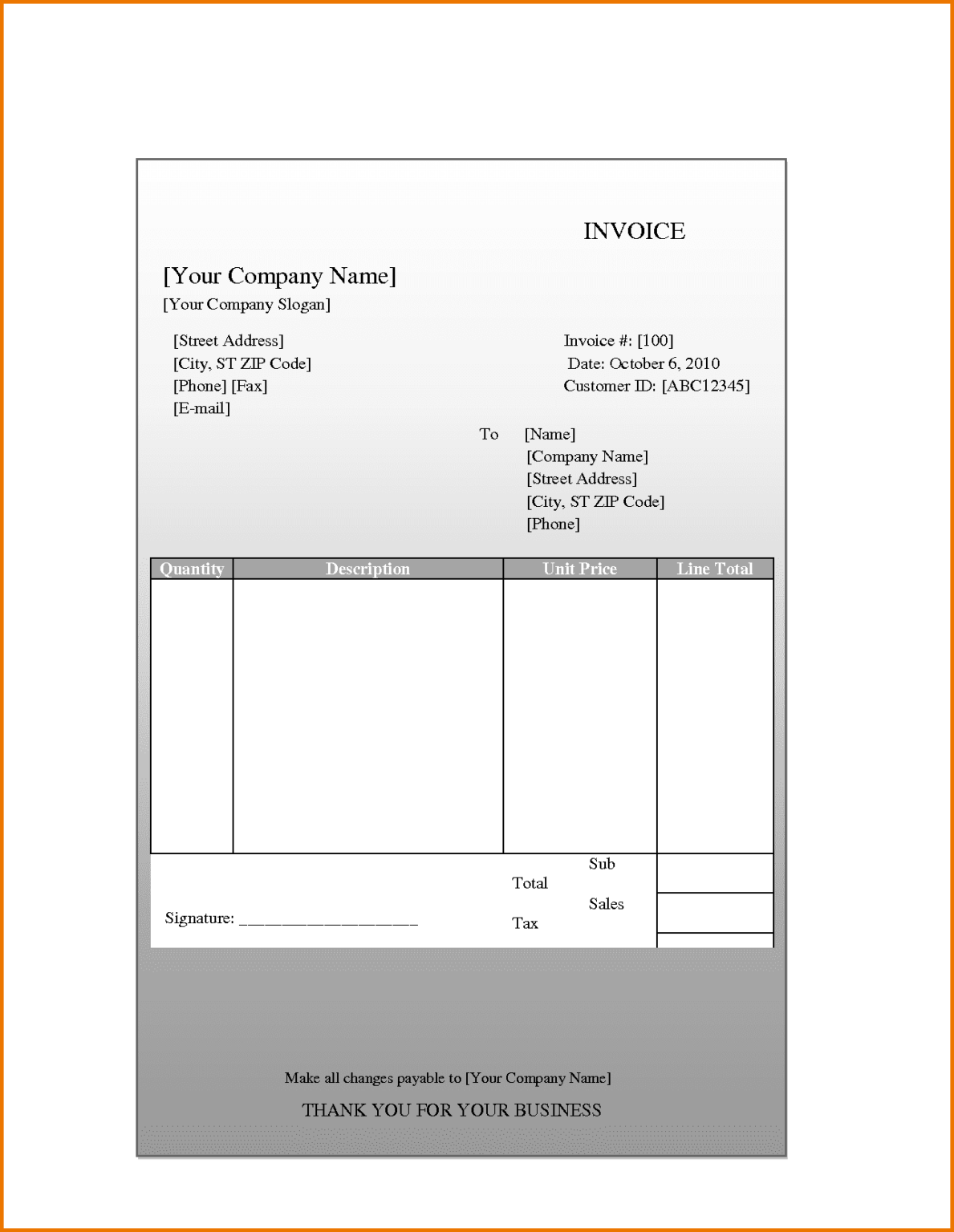 Create Invoice Template Quickbooks