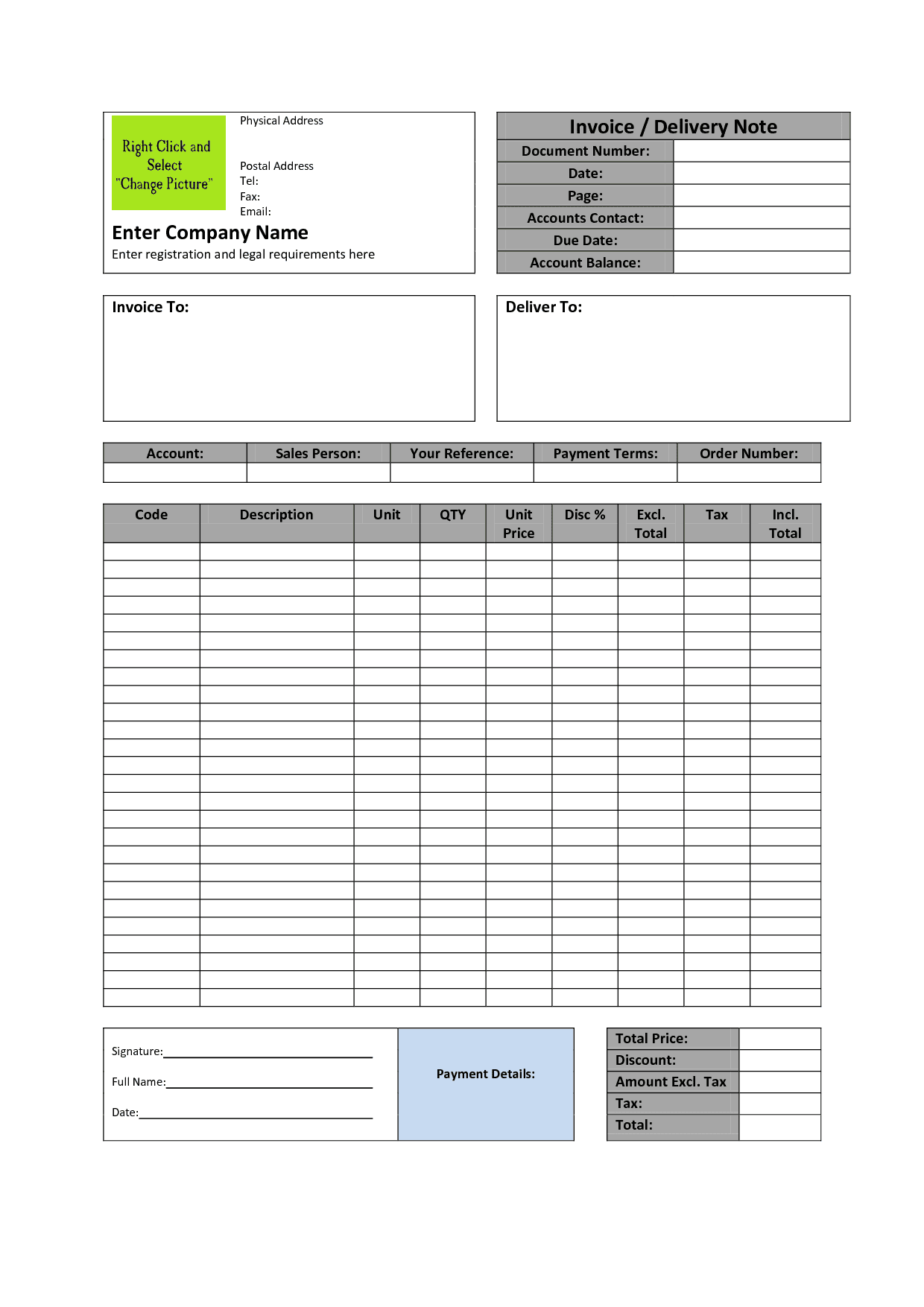 Invoice Templates Printable Free Excelxo