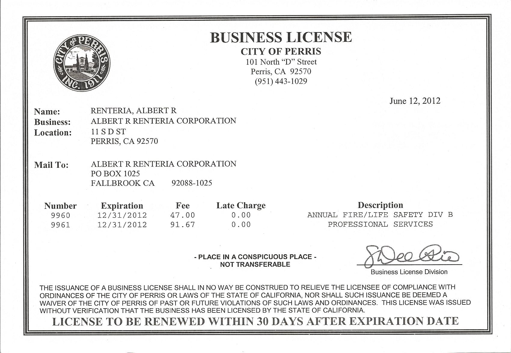 Personal Business License