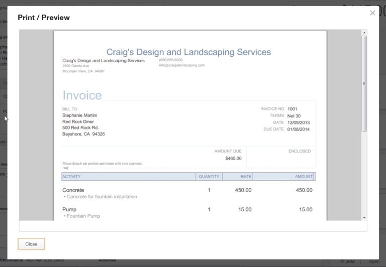 quickbooks invoices online