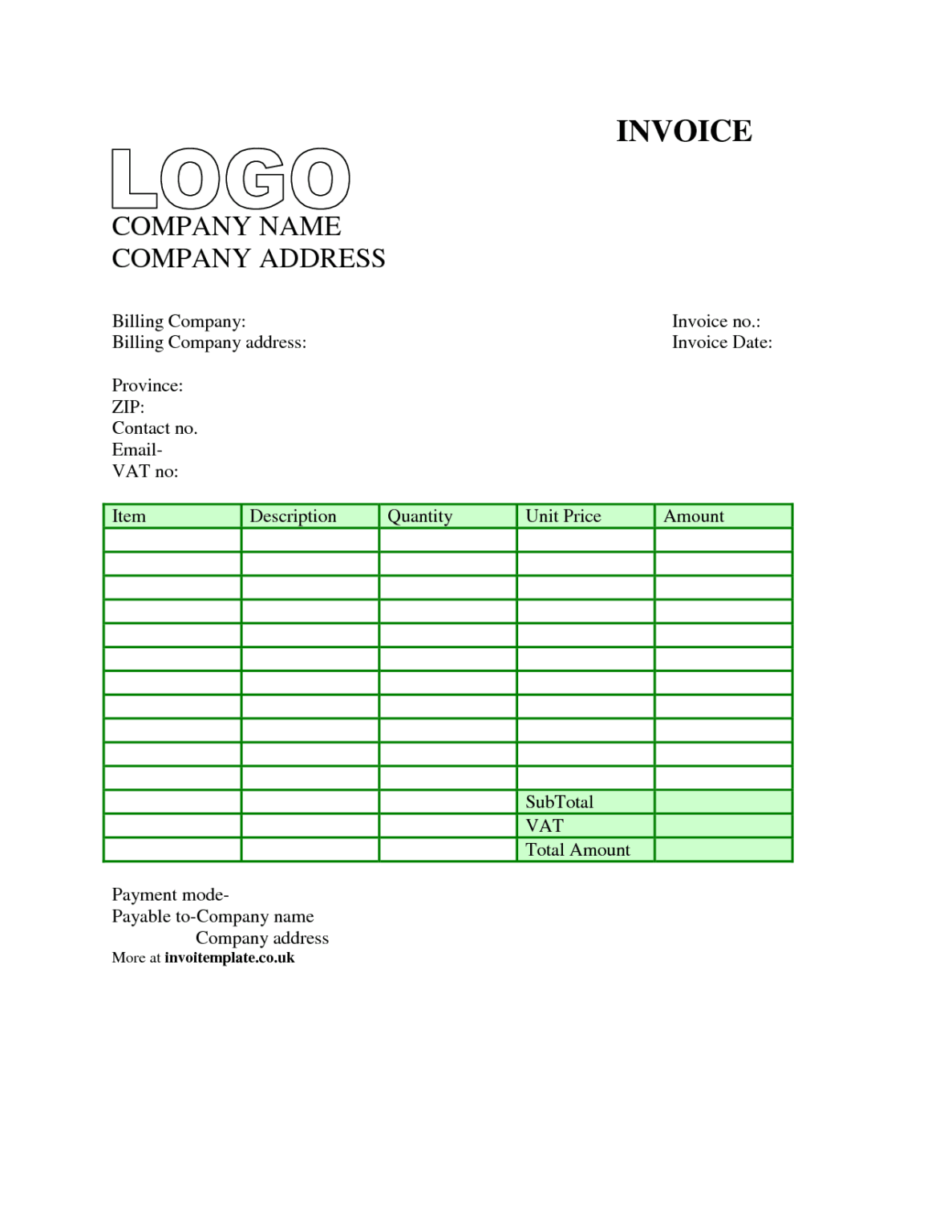 quickbooks invoice template