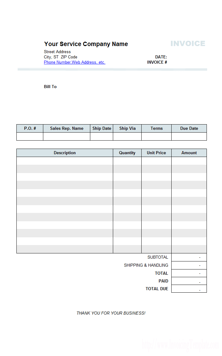 Rental Invoice To Tenant