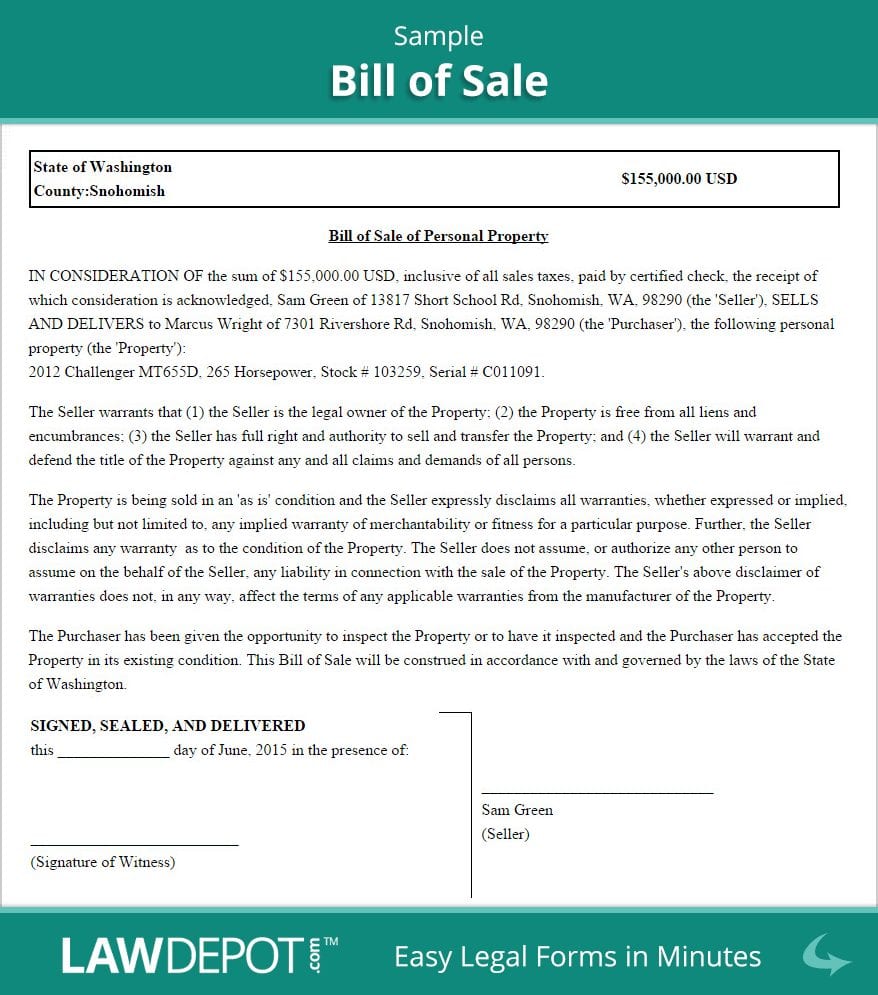 Sale Of A Business Form