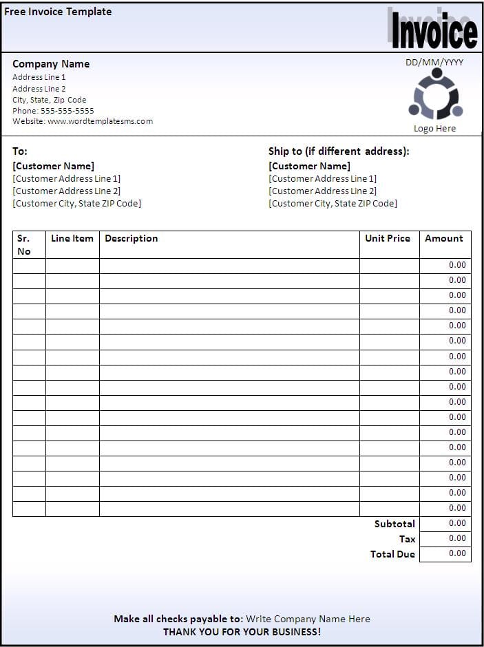 invoice template mac free download