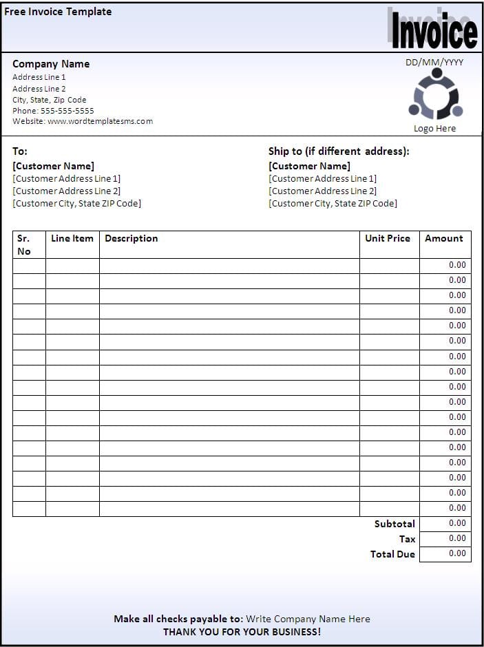 Simple Invoice Template For Mac