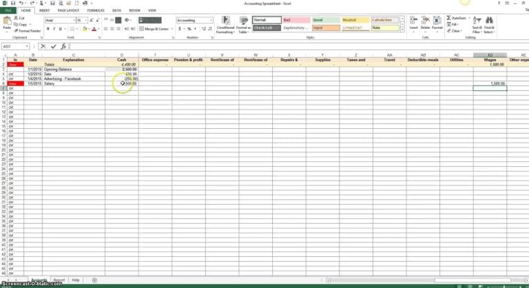 Basic Bookkeeping Spreadsheet — Excelxo.com