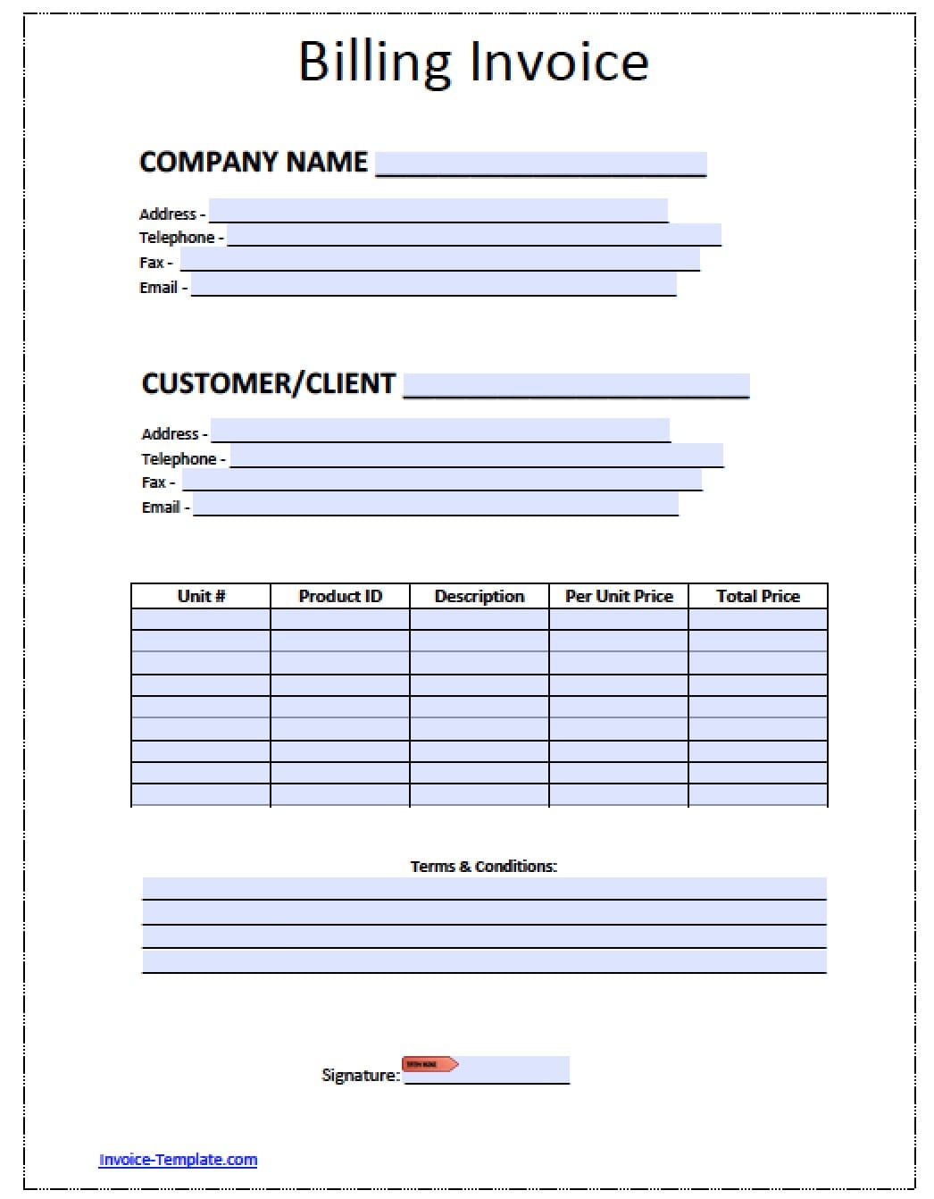 Bill Invoice Template