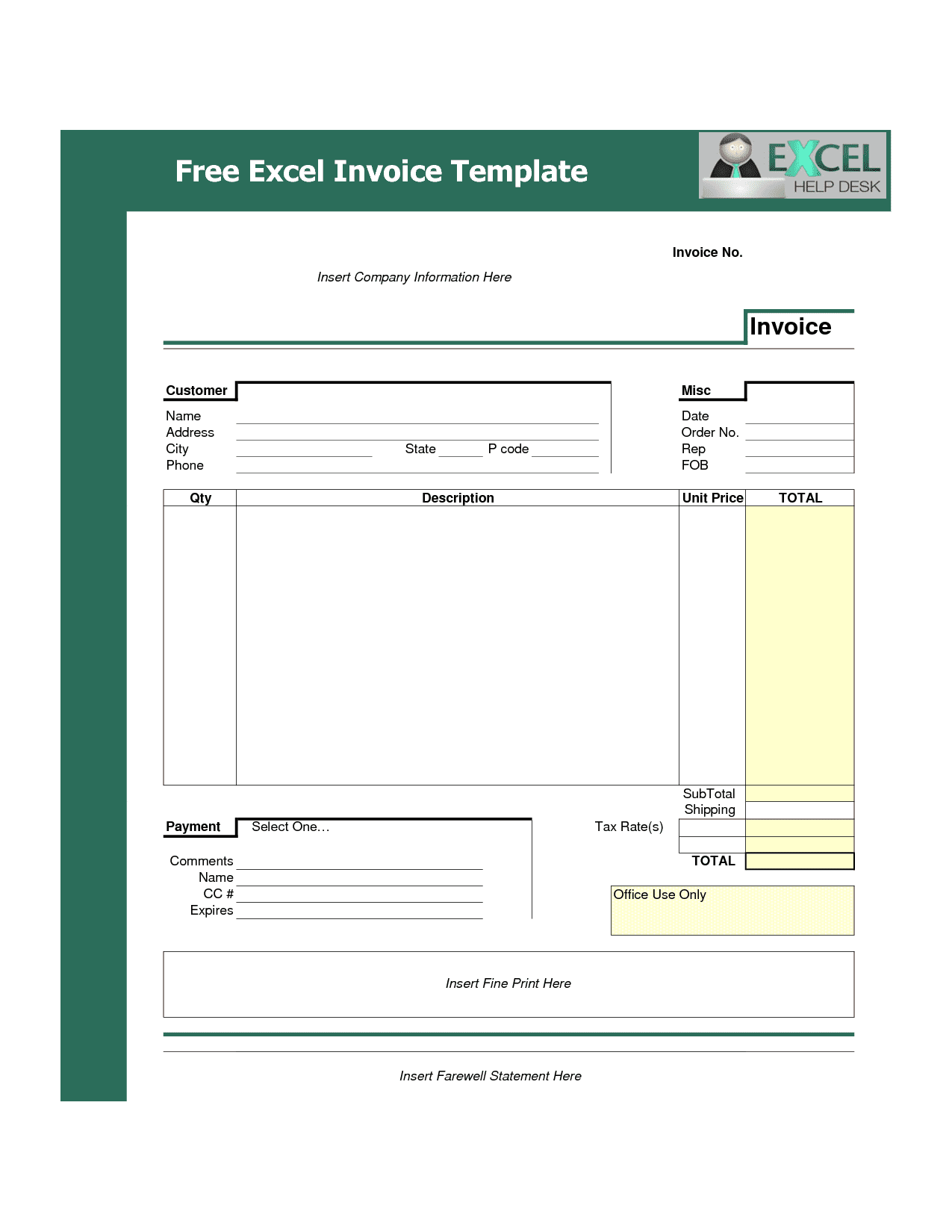 Billing Invoice Template Excel