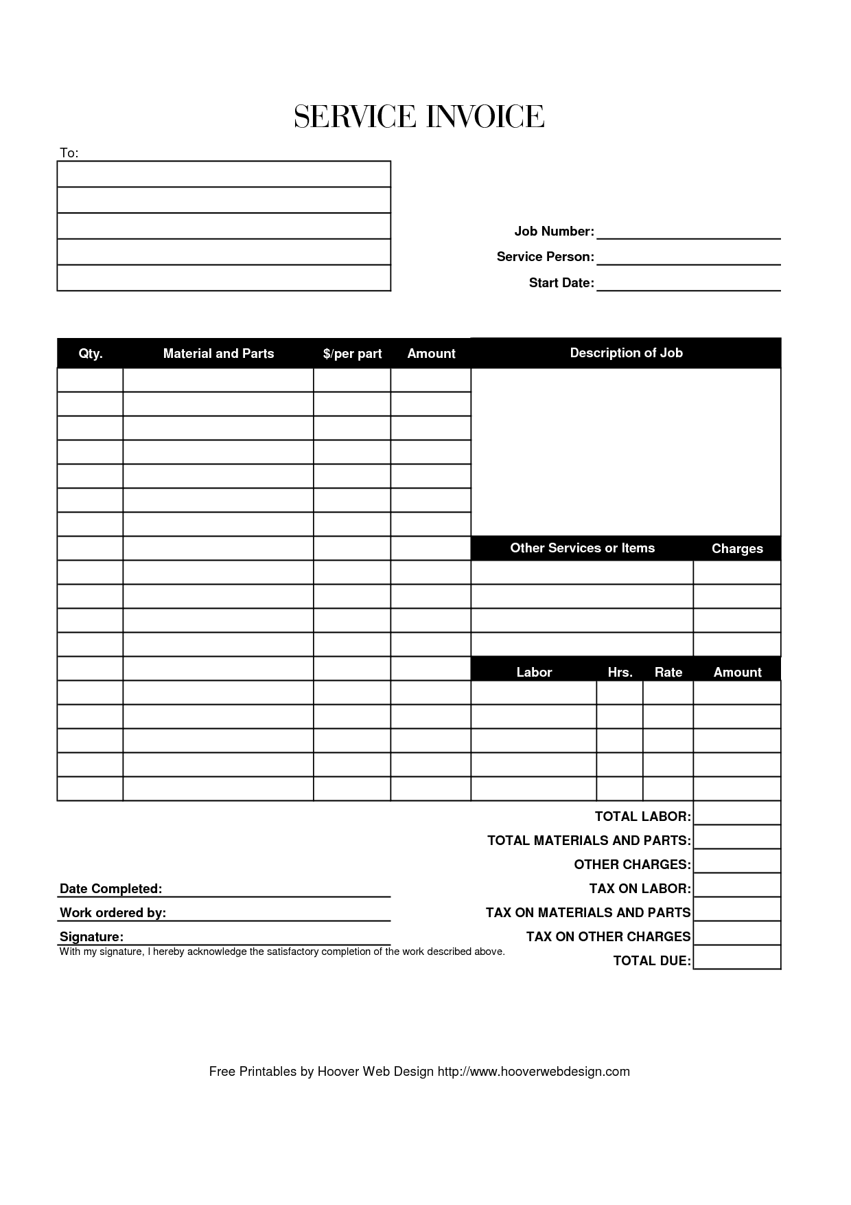 work invoice template