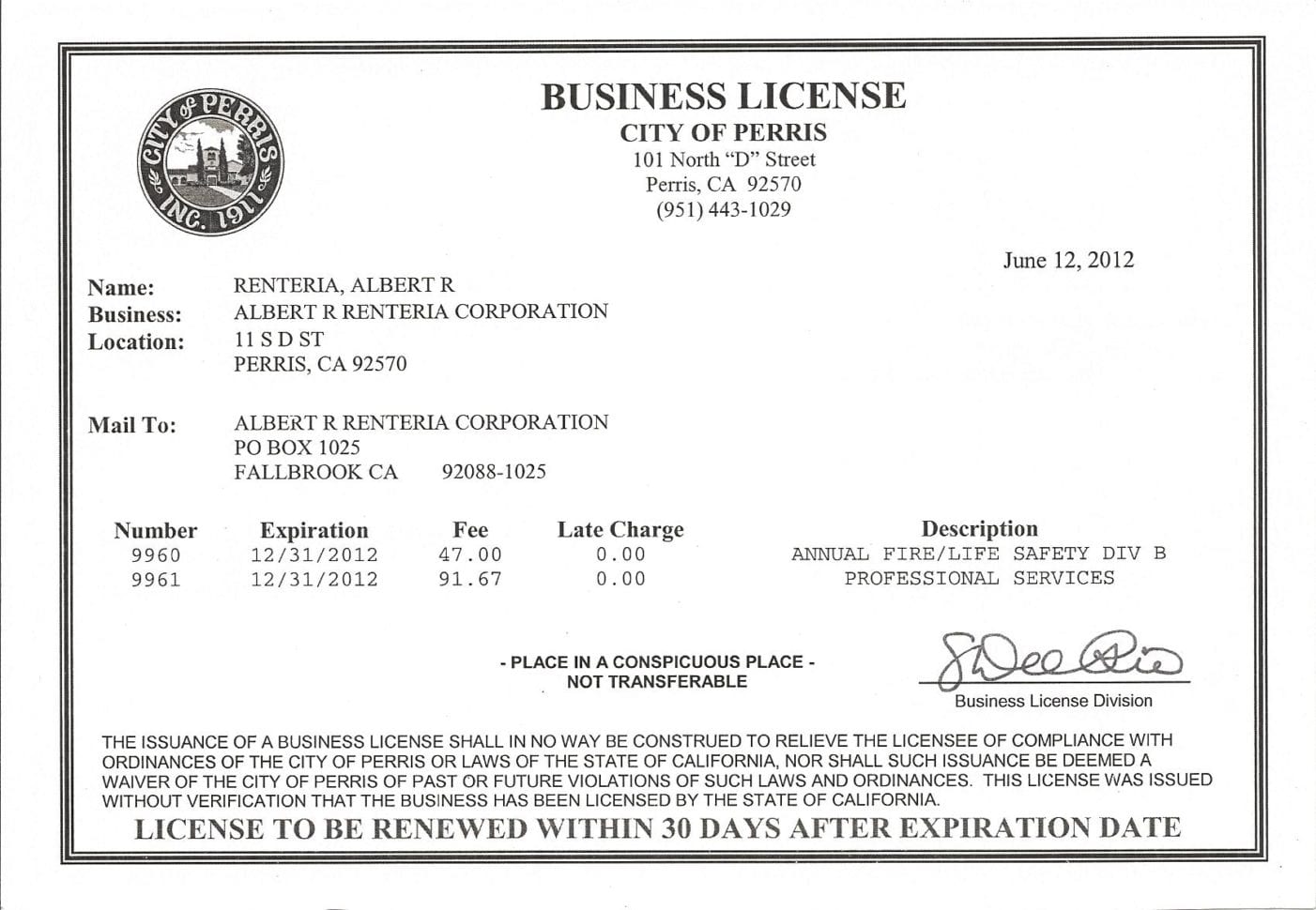 Business License Samples Excelxo Com